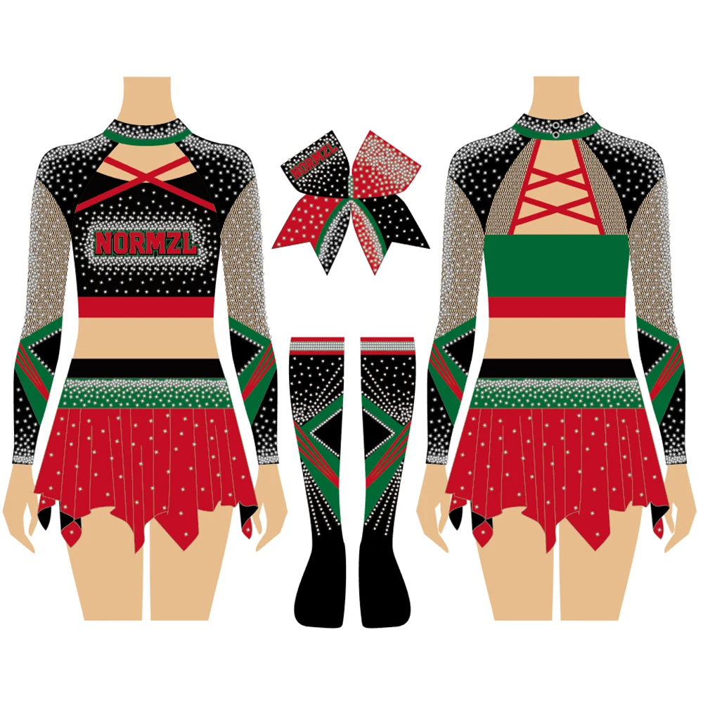 normzl kids cheer uniforms youth cheerleader bows warm up dance outfits practice set competition cheerleading dance uniforms