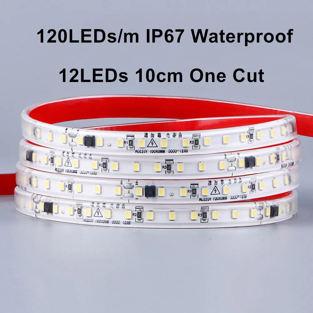 Flexible Cuttable 110V 220V LED Strip Lights 2835 120LED/m 240LED/m Nature Warm White driverless Waterproof Outdoor LED Strips
