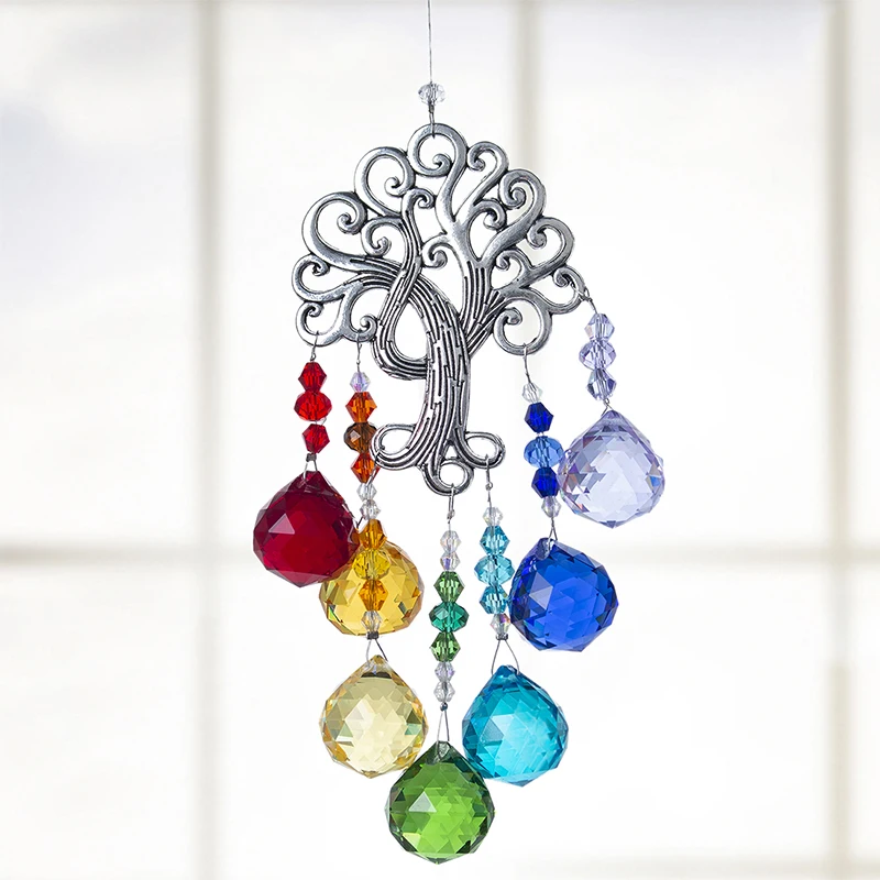 H&D Rainbow Makers Suncatchers Crystal Fantasy Sun Cacther for Window Ornament Chakra Pendant Christmas Decoration,Tree of Life