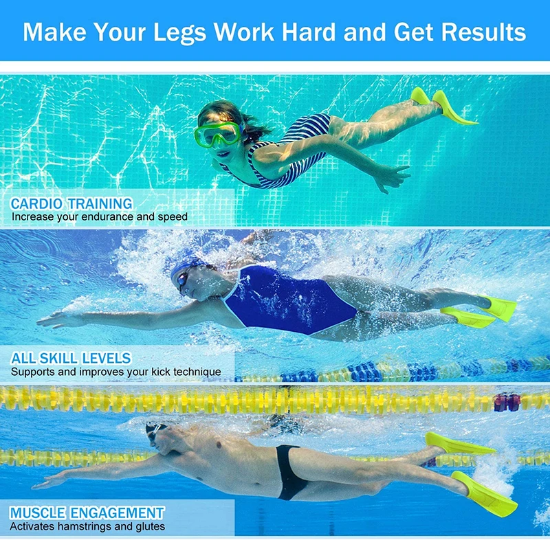  Professional Short Blade Silicone Free Diving Fins for and