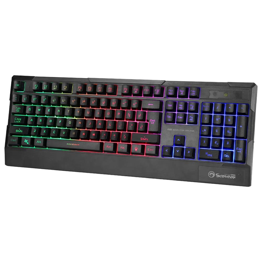 Marvo K606 Keyboard Slim Bezel Design Rainbow Backlit 19-key Rollover Support Gaming Keyboard