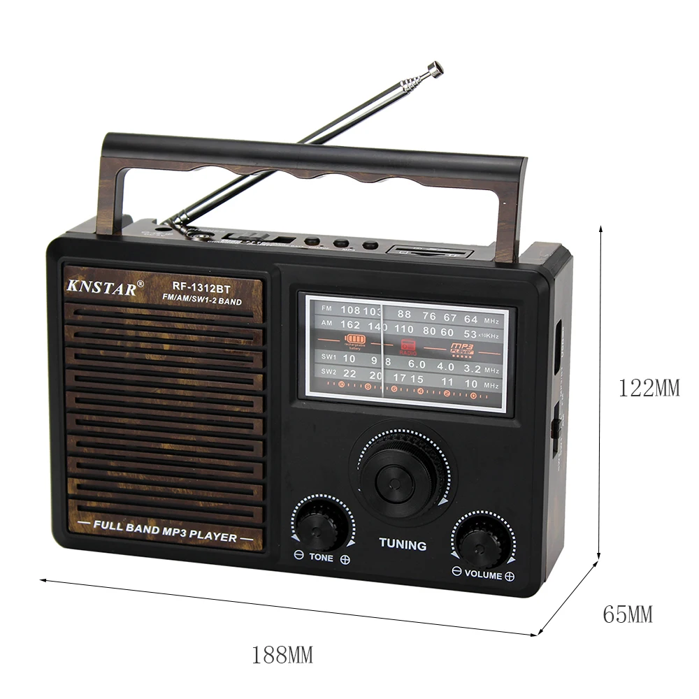 2022 новые knstar портативный am fm ЕО 4 диапазонное радио AC DC перезаряжаемый полный диапазон в винтажном стиле RF-1312BT