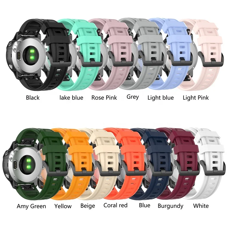 20MM Fashion Style Durable Silicone Wristband Smart Watchband Wrist band Strap Rubber Vertical Wave For Garmin Watch Series