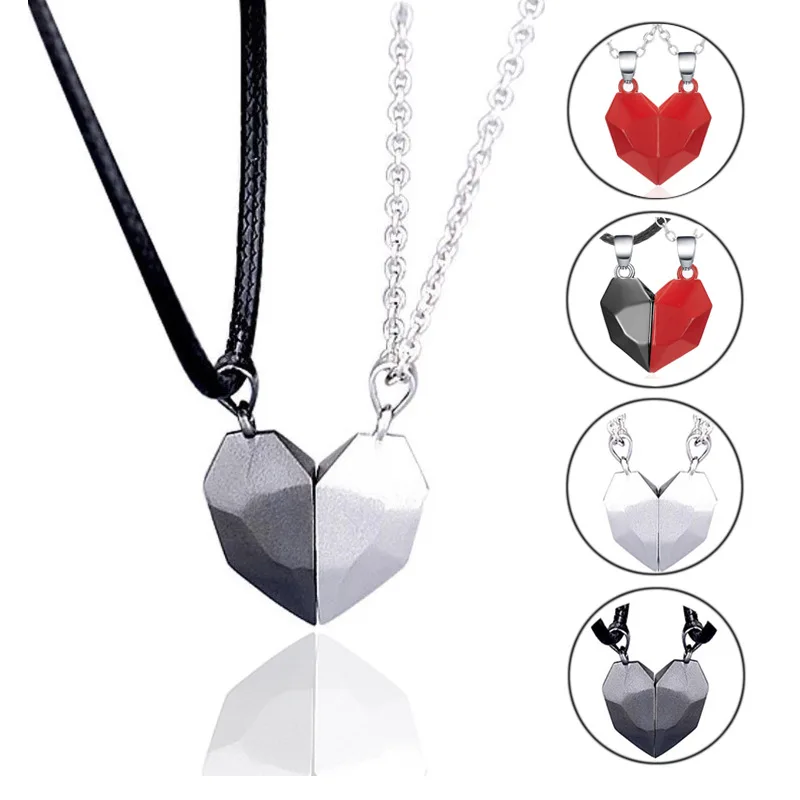 Dropshipping Magnetic Attractive Necklace Black and White Wish Stone Couple Splicing love Two Sets N374-N375