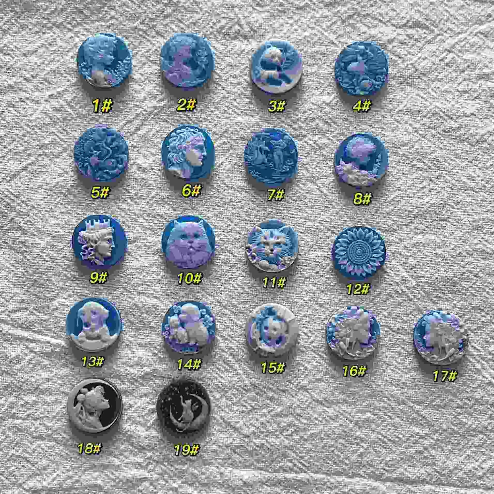 Vintage Victorian Portrait Cabochon Gemstone Commemorate Pendant Rings Fine Jewelry Making Natural Stone Blue Agate Cameo