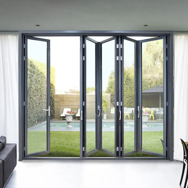 heavy duty external aluminum glass folding accordion door