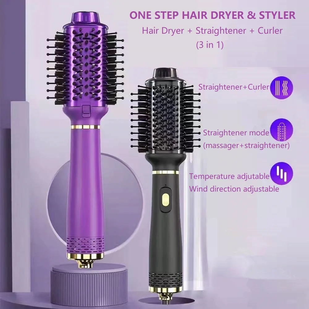Custom LOGO High Speed Hair Dryer brush 1000 Power Blow Dryer 3 in 1 Automatic Hair Curler Hair Styler Hot Air Combs