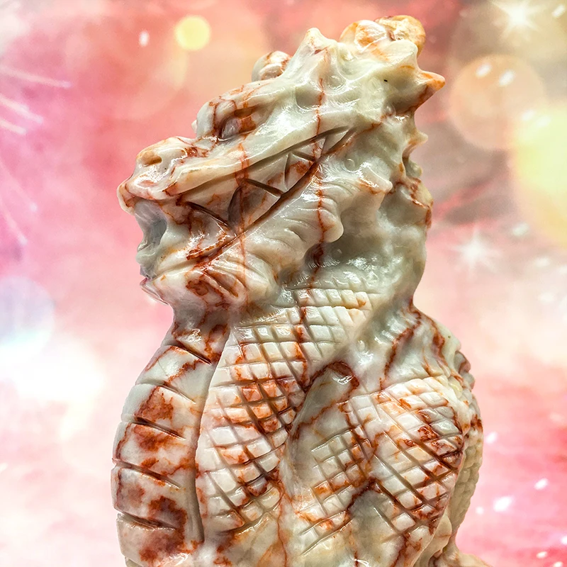 Wholesale New Arrival  Natural Stones Green Jade Dragon Carving Polished Crystal Yooperlite Dragon Carving for Decoration