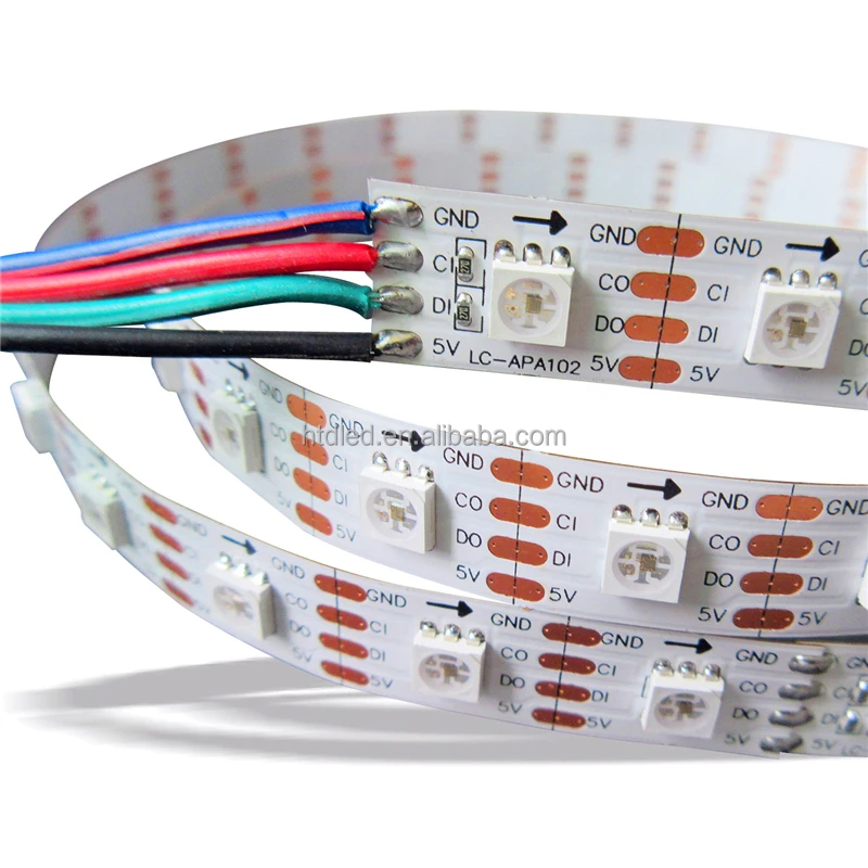 LED Addressable Light Strip DC5V Built-in 60IC/M Full color LED Flexible strip 60RGB-APA102 Breakpoint Continuingly.