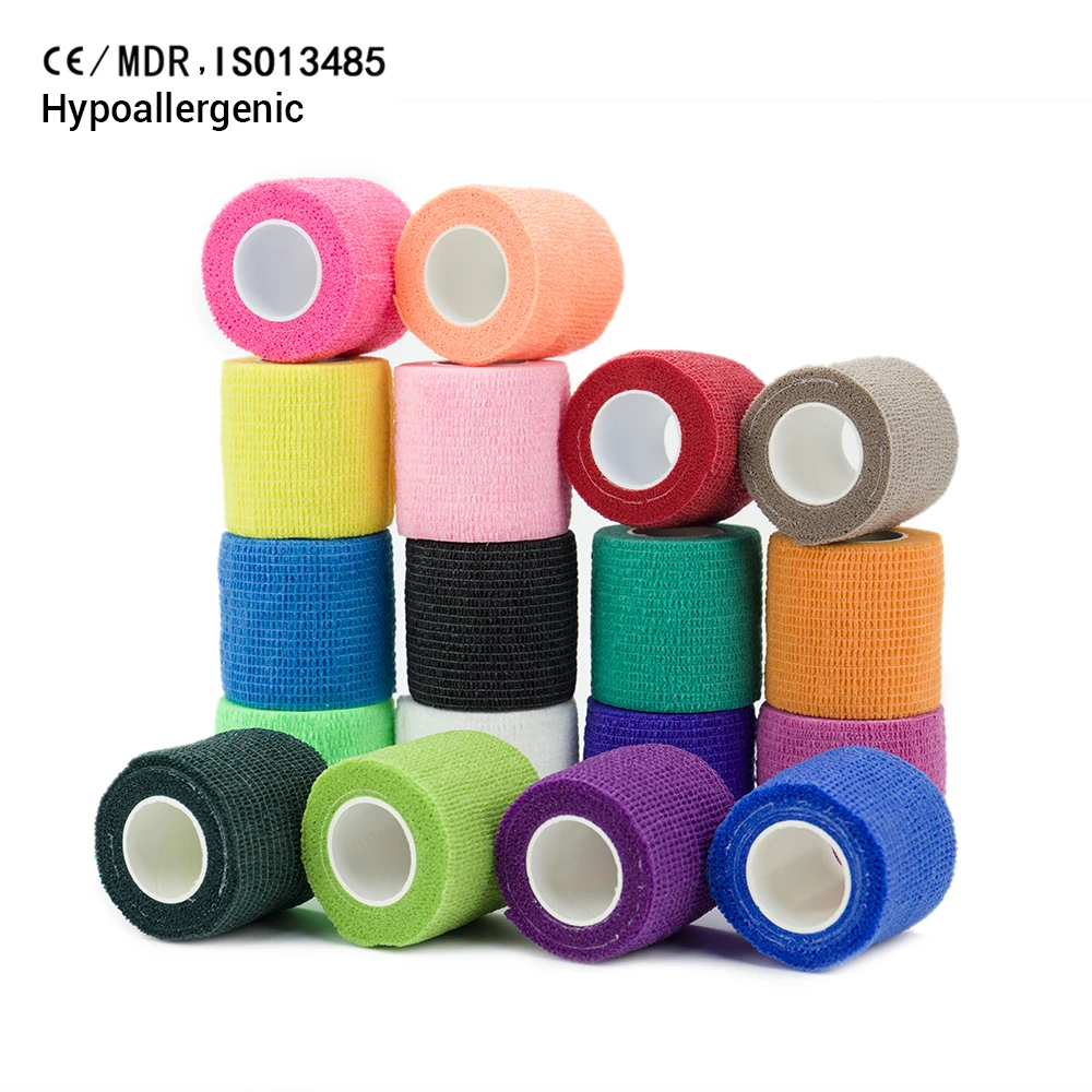 2024 China pet horse Self Adhesive Cohesive Bandage Blue 7.5cm Sport Support Wrap Roll Vet Wrap Roll medical Support Stretch tap