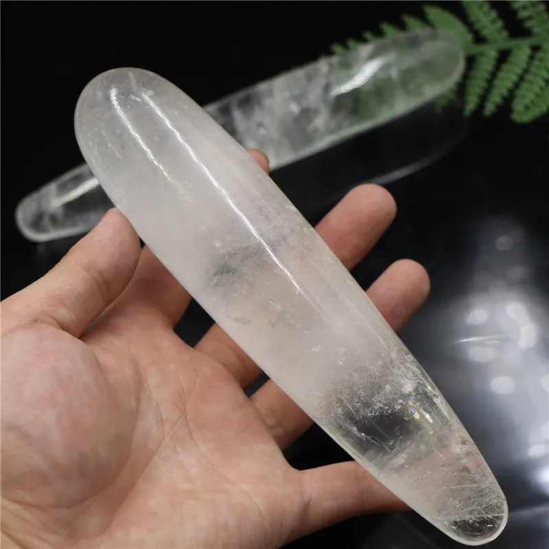 18cm Reiki Stick Natural Clear Quartz Crystal Wand Hand Carved Massage Stick Gemstone Yoni Wand Metaphysical Healing Wand