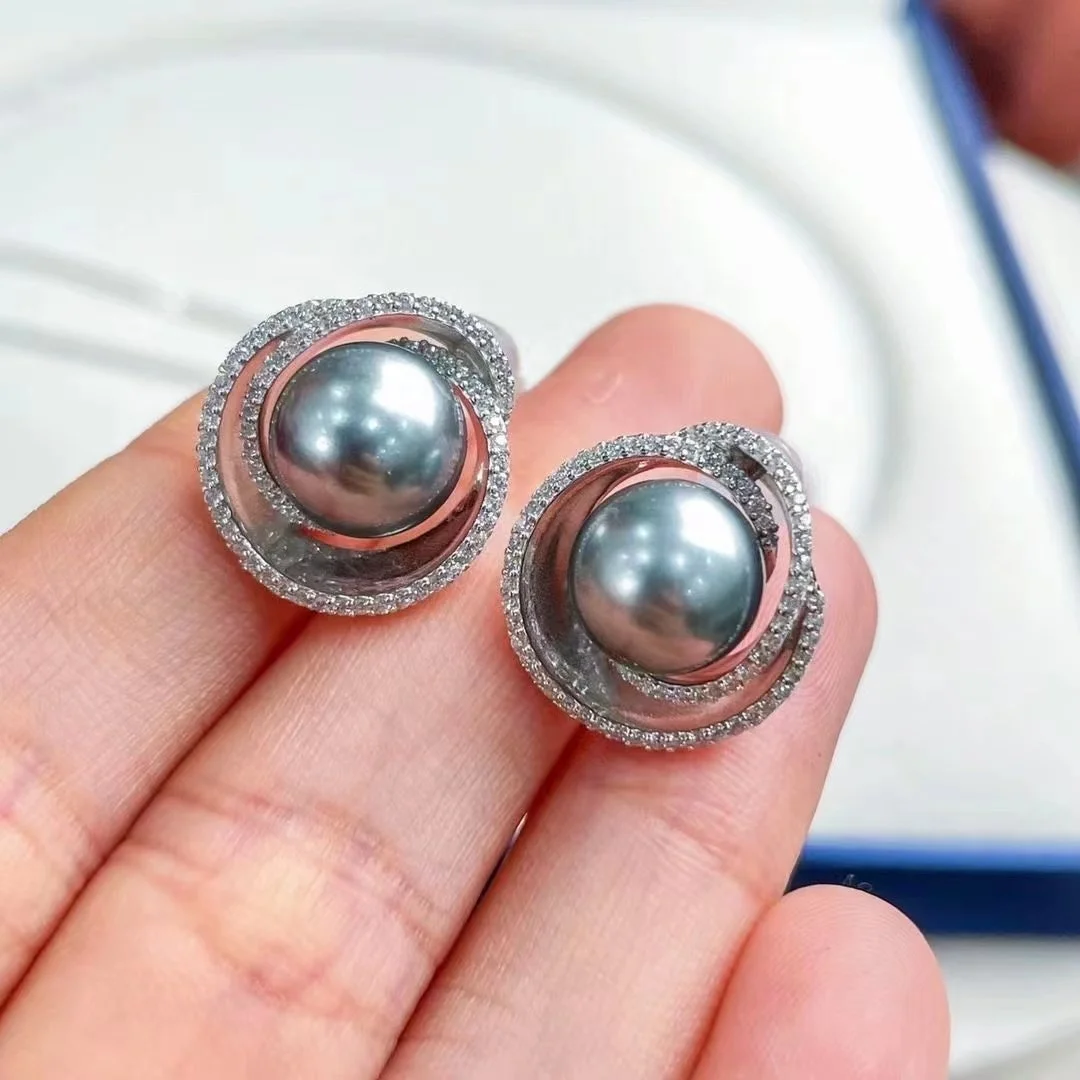 JW046 9-12mm  DIY Natural Real Freshwater pearl set charm  accessories 925 sterling silver  Gold Plated jewelry set for women