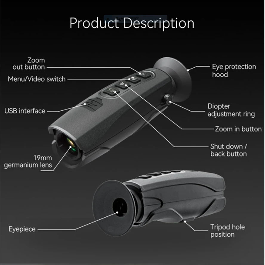 T-72 Outdoor Handheld  Vision 384x288 Wifi  USB Interface Waterproof Performance Hunting Thermal Imager Telescope