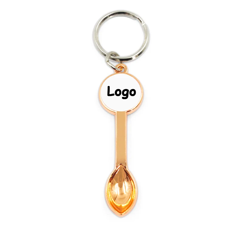 Custom Company Logo Die Cast Zinc Alloy Design Enamel Metal Key Chain Tags Keyring With Logo Mini Spoon Keychain