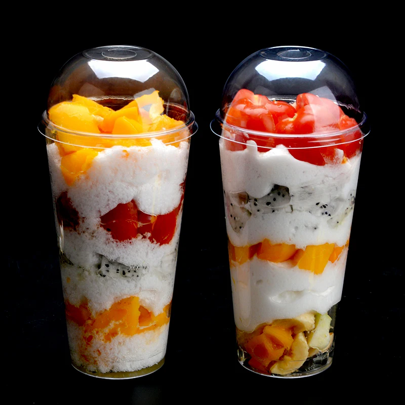 BPA Free Material Transparent Compact Lightweight Tea Milk Juice Coffee Beverage Plastic Cups with Lids