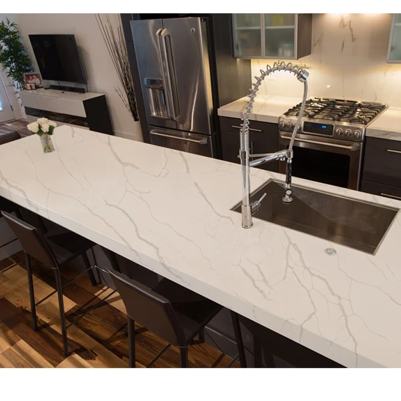 Calacatta White Artificial Slab Stone Quartz quartz vanity counter top Kitchen