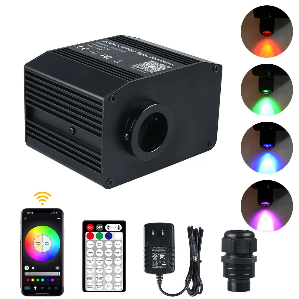 16 Вт RGB + CCT RGBWW мерцающий волоконно-оптический осветитель на крыше автомобиля звездное небо светодиодный световой двигатель с музыкальным управлением контроллер приложения/пульт дистанционного управления