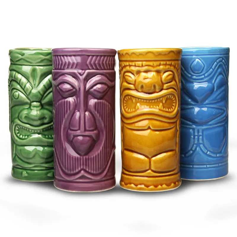 Bar Accessory Different Colors Ceramic Tiki Cocktail Custom Mugs