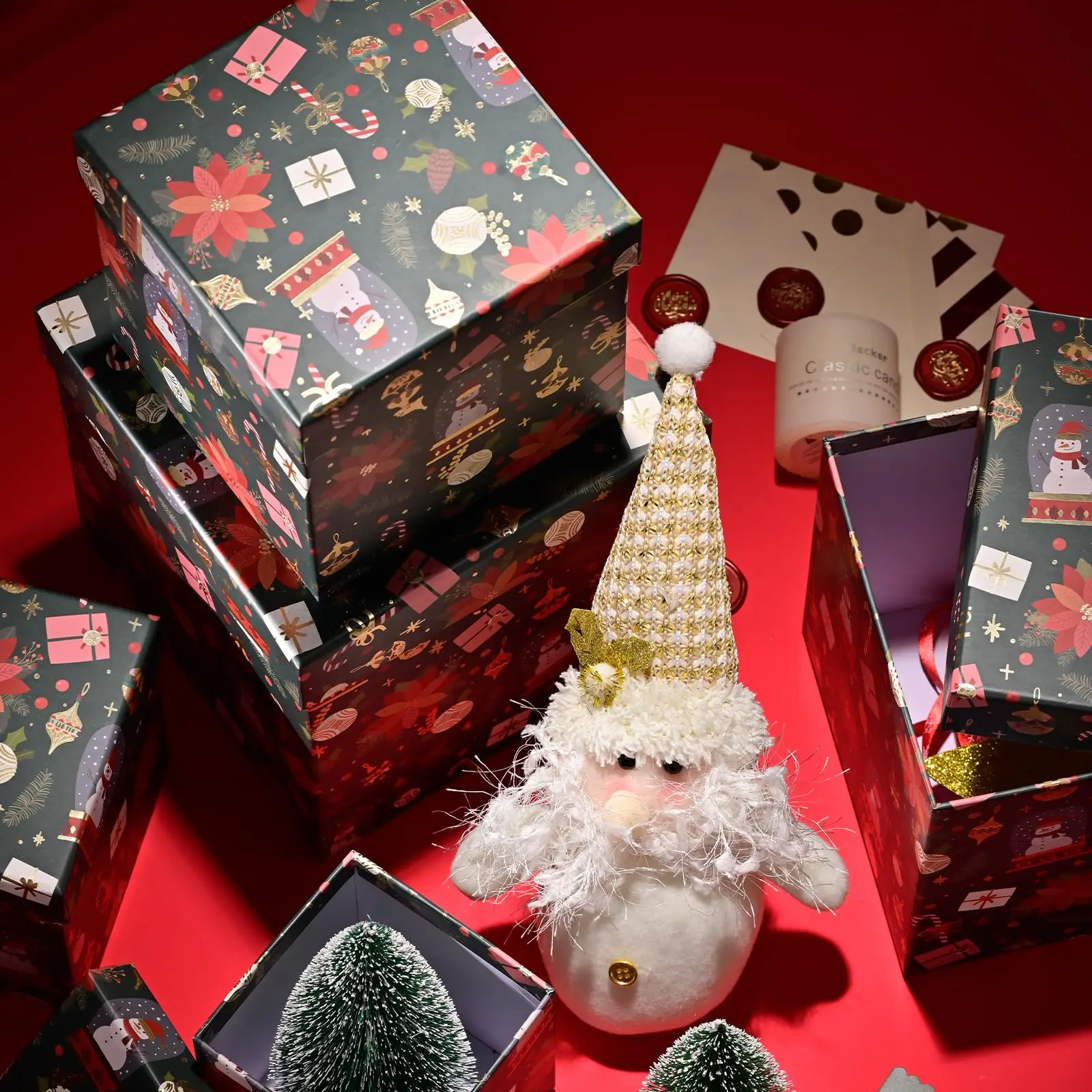 Christmas Luxury Paper Gift Box Rigid Cardboard Book Shape Magnetic Lid Gift Boxes