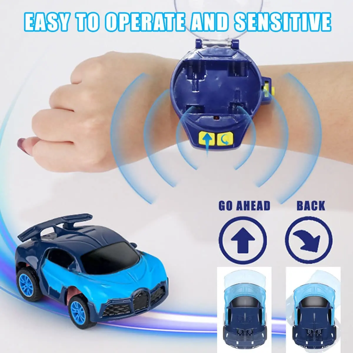 Mini Remote Control 2.4 GHz Cute Wrist Racing Tiktok Watch Car Toys,USB Charging Cartoon RC Small Car Gift for Boys and Girls