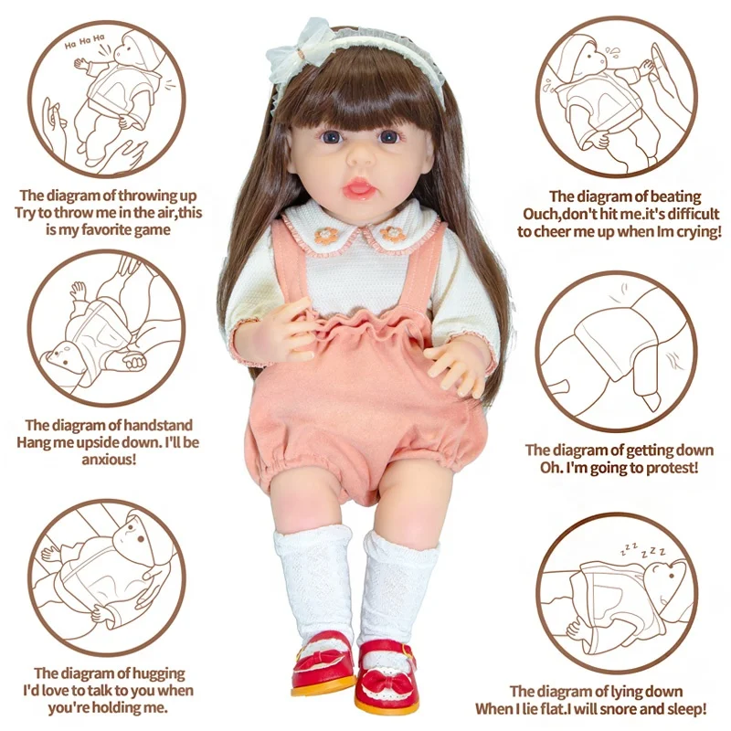 22 Inch princess doll toy girls gift lifelike baby doll with princess dress