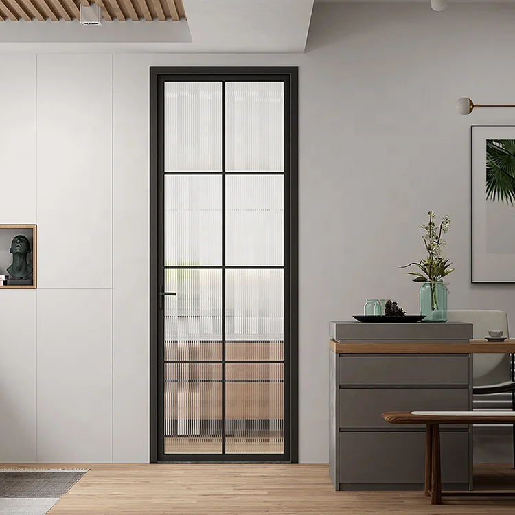 Modern aluminum frame interior swing tempered glass bathroom shower door