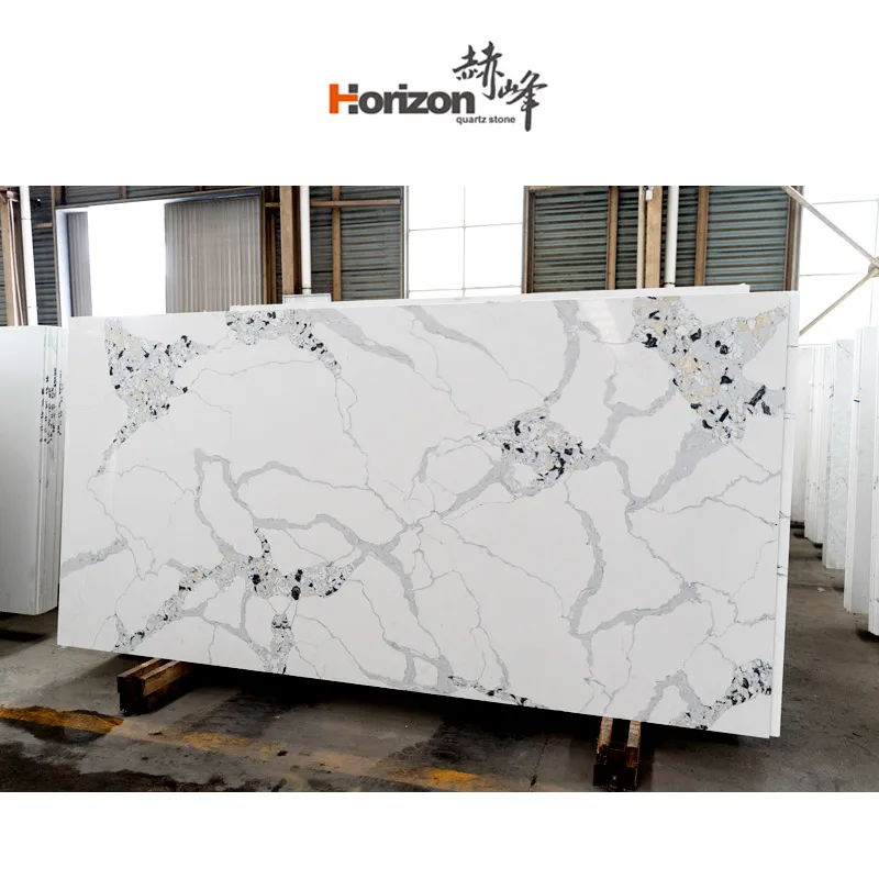 horizon faux stone panels 2cm 3cm calacatta chinese artificial marble kitchen countertops quartz slab