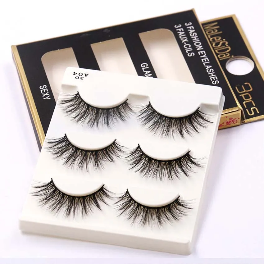 3pair/set Wholesale Siberian Mink False Lashes Natural Makeup 3D Mink Eyelash