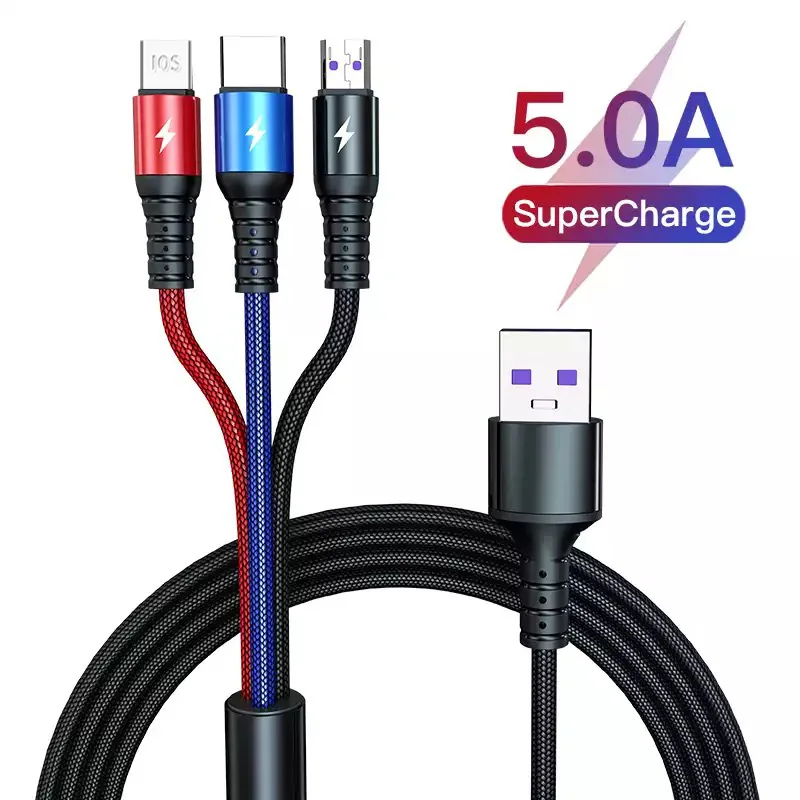3 в 1 кабель с разъемом Micro USB Type-c/осветительный зарядный Type-c 5A супер быстрый для передачи данных IPhone 13 мини 13Pro Samsung