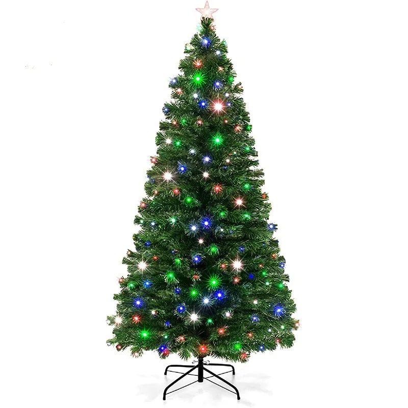 Factory Supplies 7FT Artificial  with Multi-Colors Lights Christmas Pine Tree for Home Office Party Decor