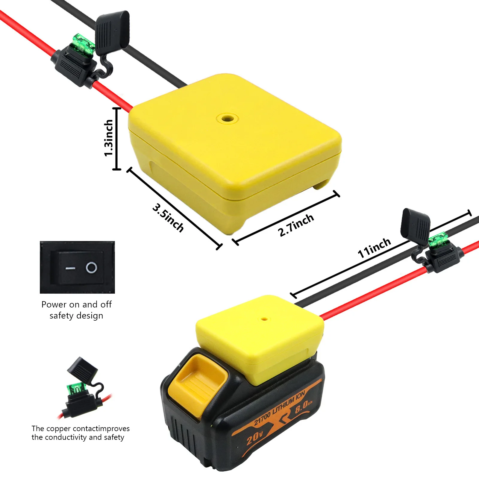 Novel Smart DIY Home 14.4V-18V Tools Battery Output Devices Adapter With 30A Guarded Switch For Dewalt Battery