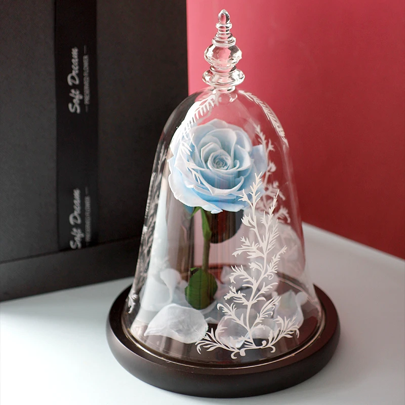 Tiktok hot selling dry flowers preserved flower decoration eternal rose preserved rose in glass dome