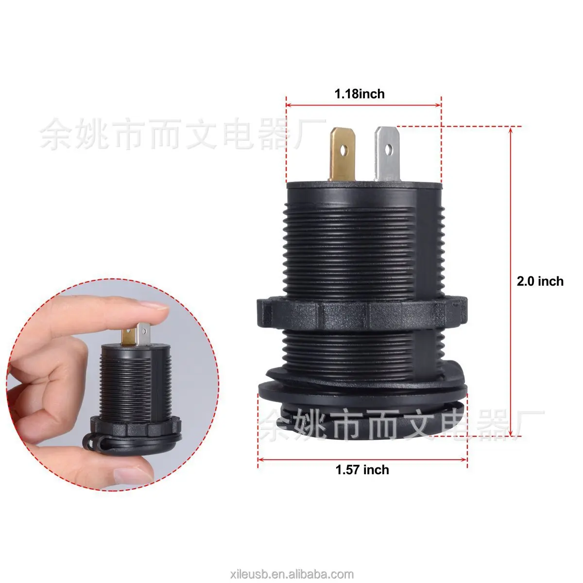 30W quick charge 2 in 1 dual 2 USB 3.0 A female usb car panel mount charger to car bus motorcycle boat with switch