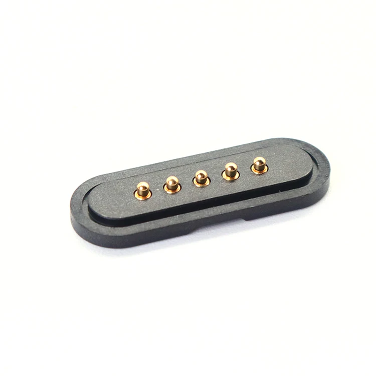 Gold Plated Strong Force Spring Loaded Pogo Pin Pitch 2.2 MM 5 Pin Magnetic Connector Pogo Pin Male Female Connector