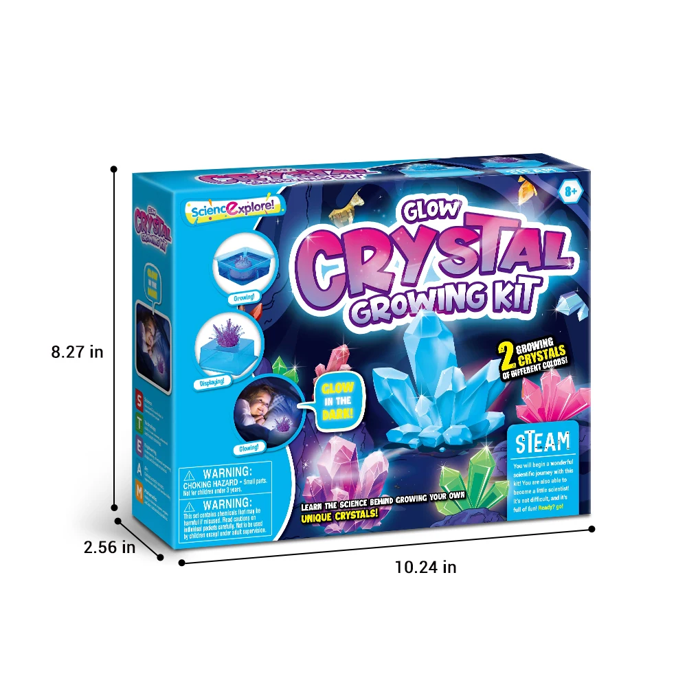 2022 new arrivals kids non-toxic safety glow crystal growing science kit funny STEM boy & girl toys