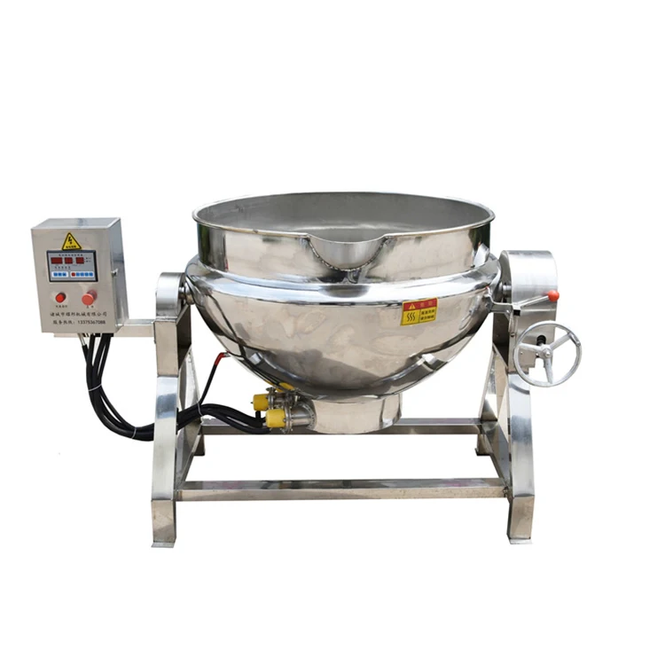 1000L Stainless Steel Steam Heating Industrial Automatic Cooking Pot Heat Transfer Oil Jacket Kettle with Shear Mixer