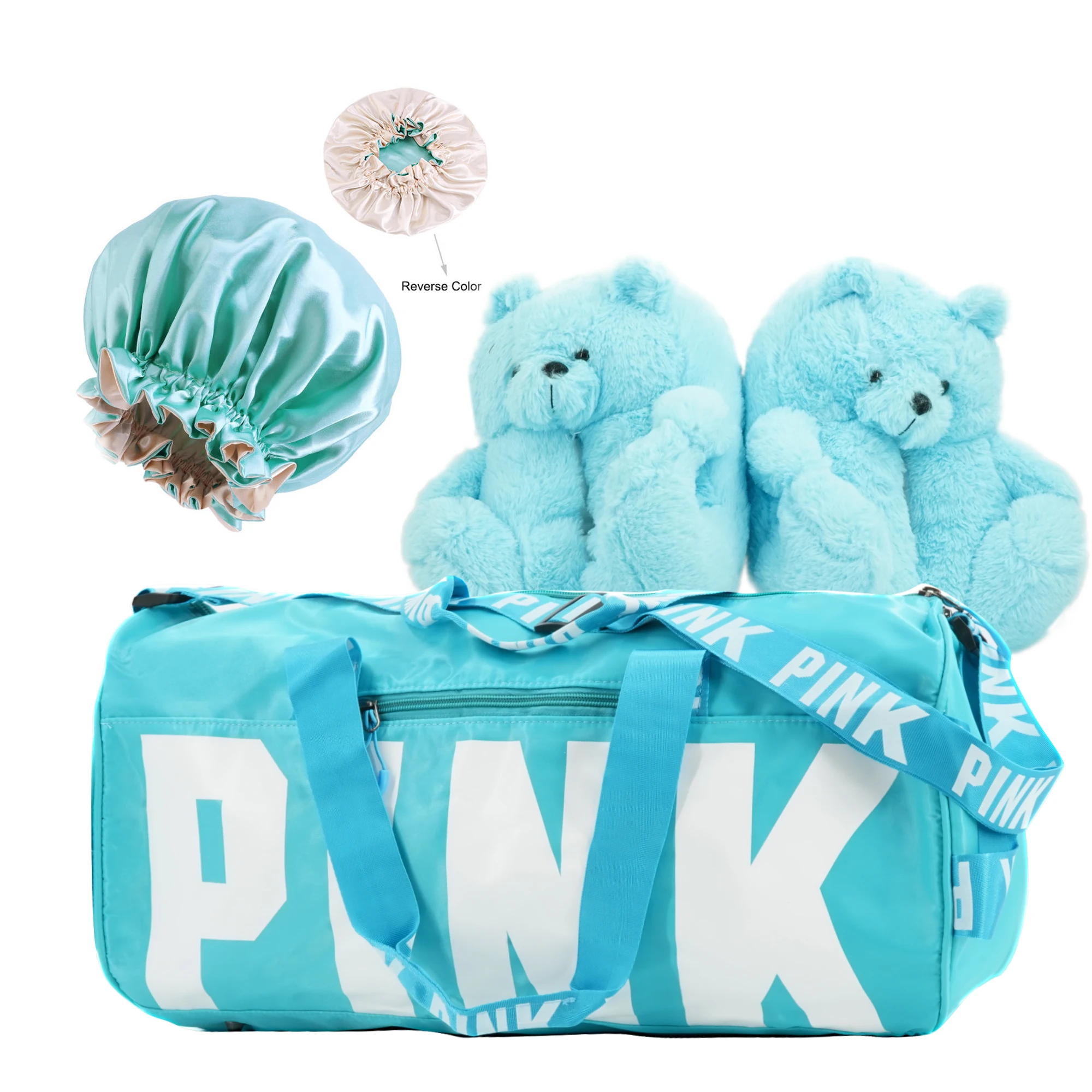 Wholesale Custom Slippers Satin Bonnet Trending Designer Waterproof Portable Polyester Luggage Gym Sport Travel Bag 3pcs Set