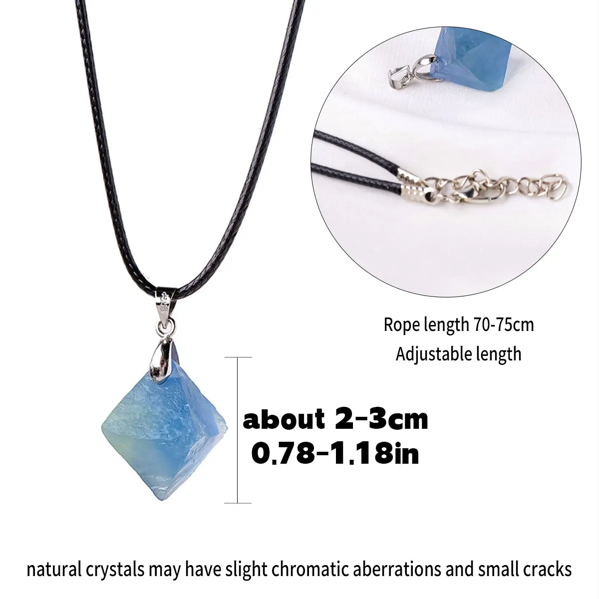 Wholesale new product Crystal Healing stones pendant Blue purple Fluorite octahedron pendant leather string gifts