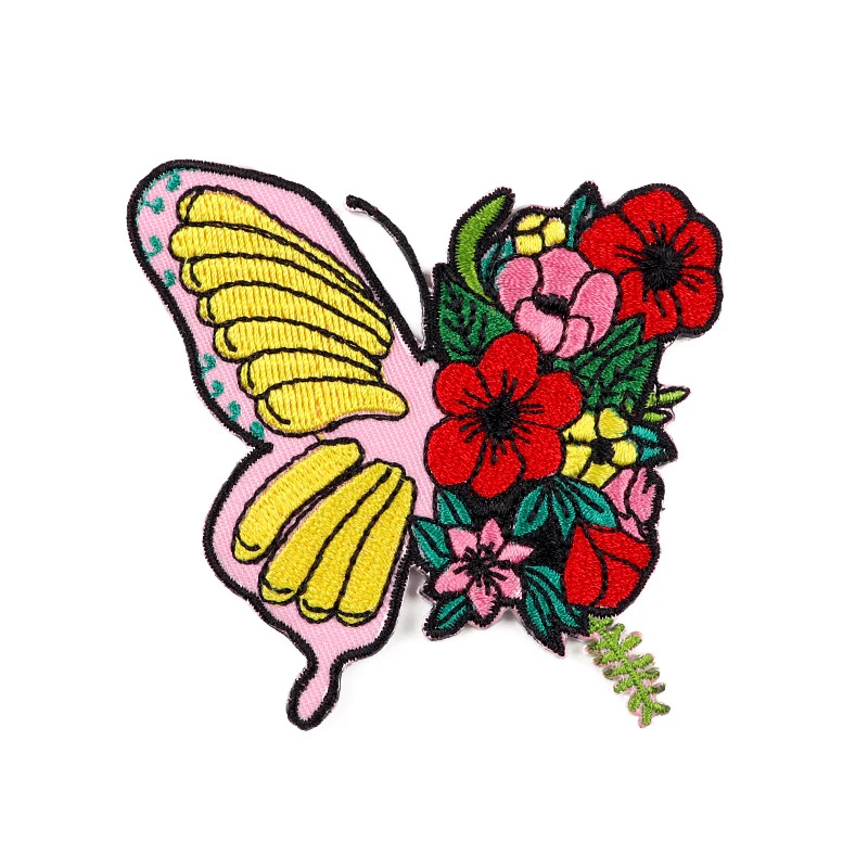 Butterfly Slogan Embroidered Patches Retro Letter Iron on Patches Applique Clothing Jackets Backpack Sewing Badge DIY Accessory