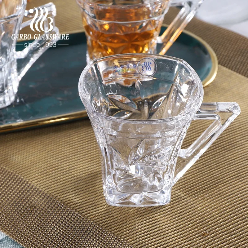Оптовая продажа белая Хрустальная квадратная стеклянная кружка для питьевой воды кофе чая с гравировкой и толстым дном дома
