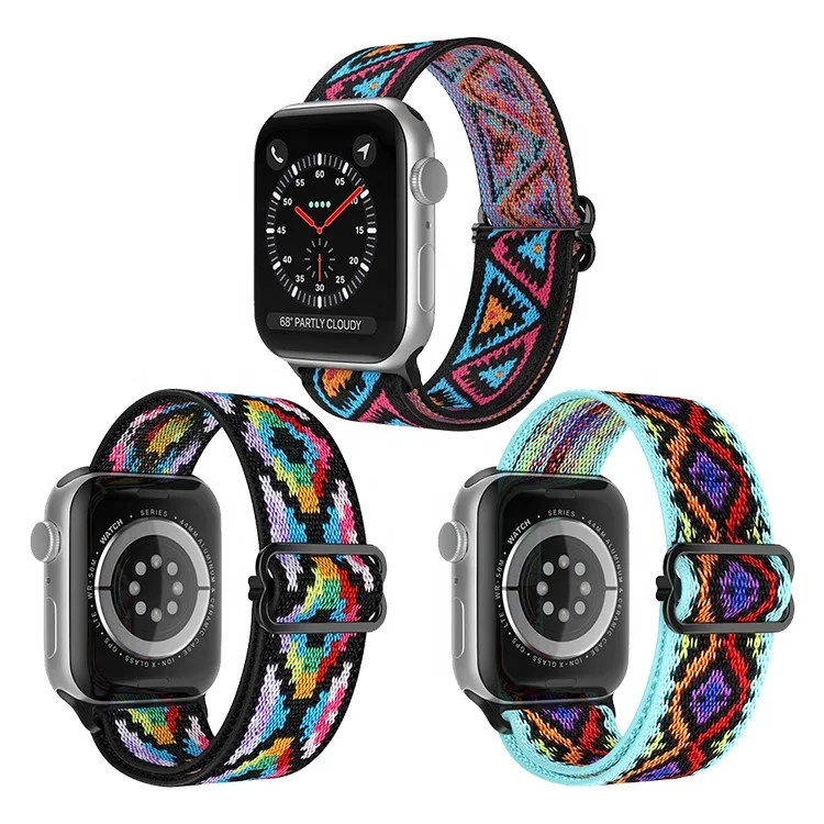 Nylon Correas Sport Loop Woven Watch Strap Fabric Elastic Watch Bands for Apple Watch