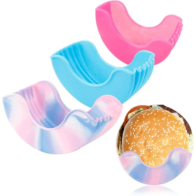 Wholesale Kitchen Accessories Burger Sandwich Hygienic Reusable Hamburger Cheese Box Expandable Silicone Rack Burger Holder
