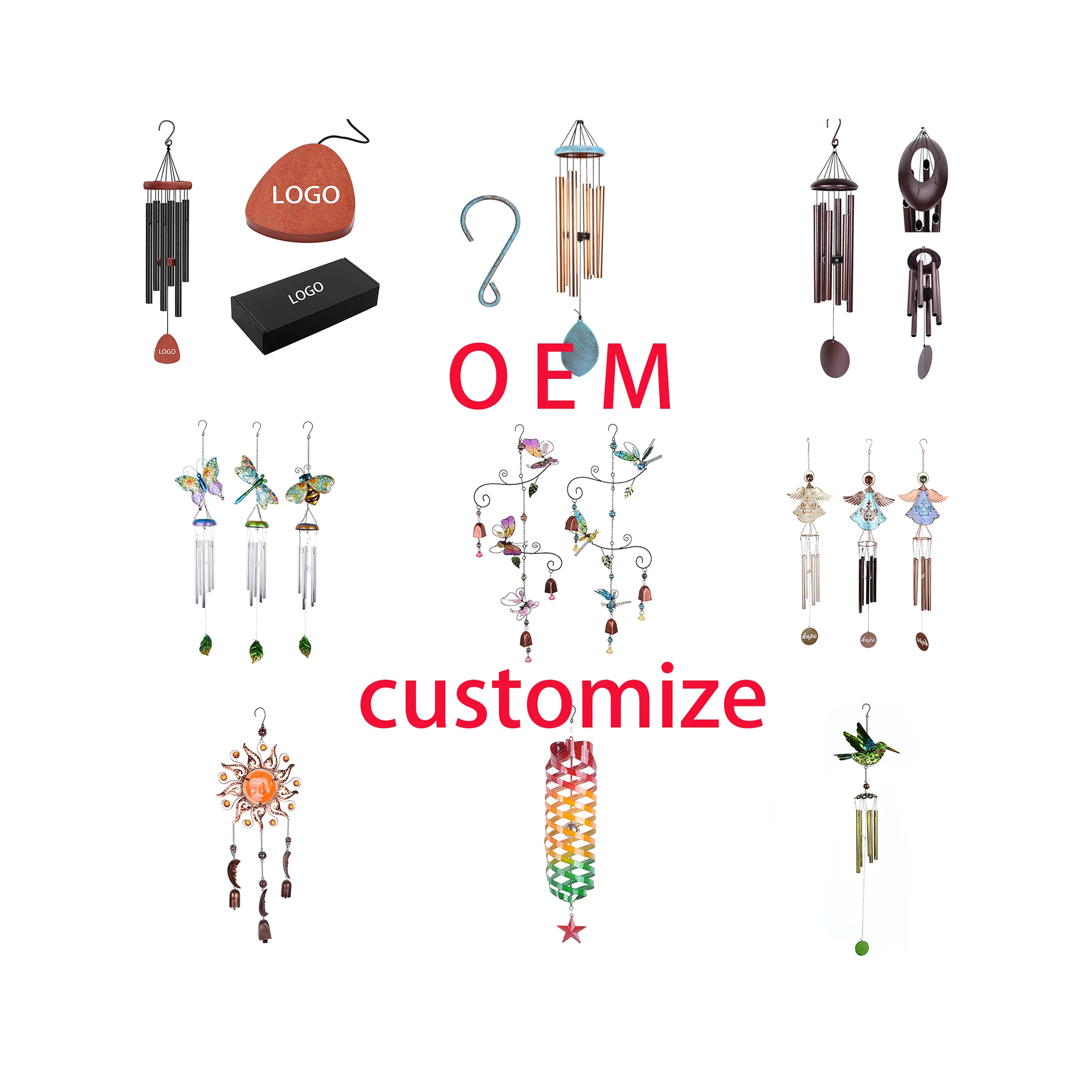 OEM customize metal glass design American European Market wind chimes