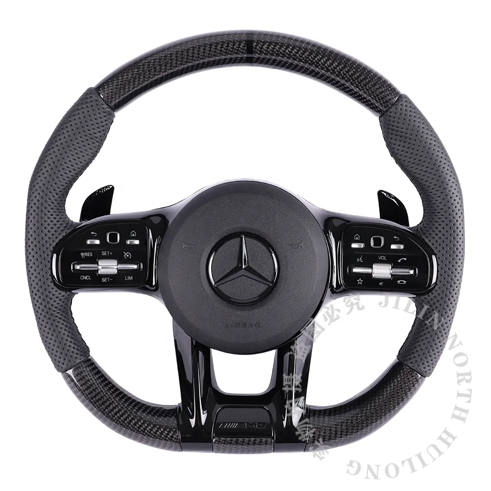 Customize Carbon Fiber Steering Wheel For Mercedes Benz AMG Perforated Leather Steering Wheel Shift Paddle