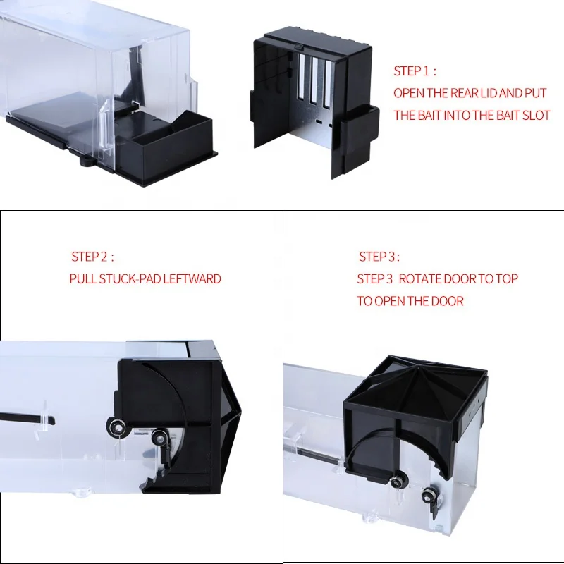 Large Easy Installation Multi Catch Plastic Reusable No Kill Humane Tunnel Mouse Trap