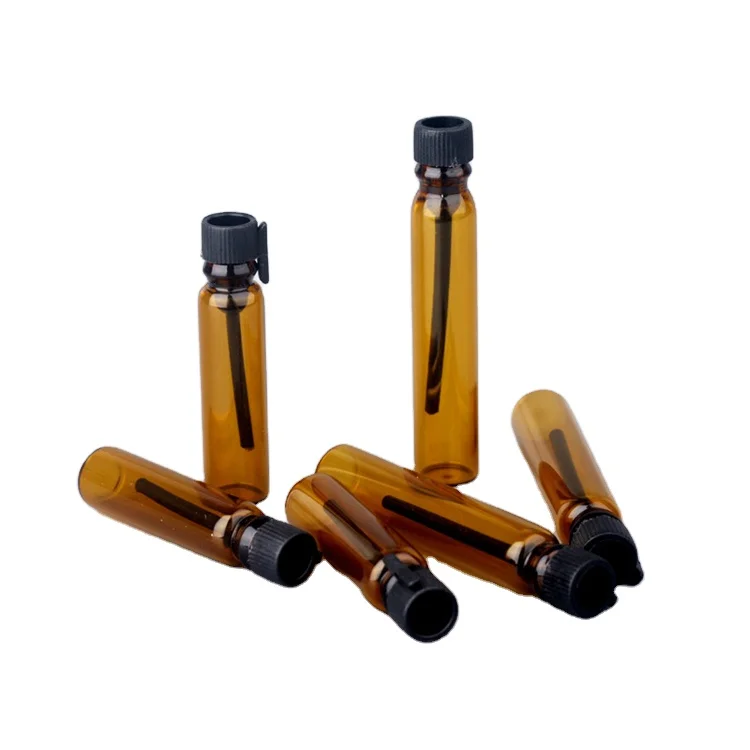 
1 ml 2ml Amber Glass Oil Bottle Small Sample Brown Plastic Drip Perfume Bottle Empty Laboratory Liquid Fragrance Test Tube 