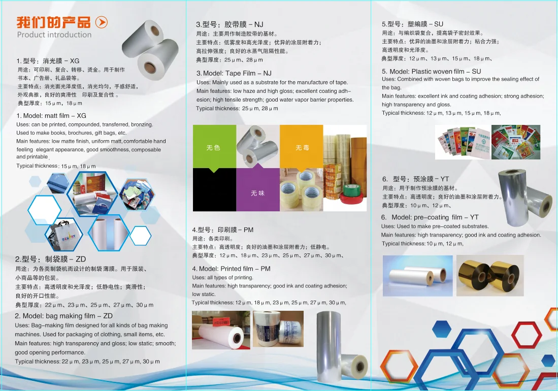 High Quality and Transparency Bopp Plain Film Bopp Film Print For Packing Or Printing