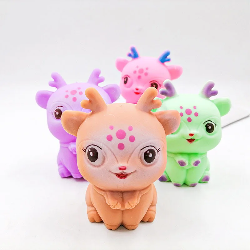 Cartoon Sika Deer Sensory Gadget Colorful Soft Elastic Toy TPR and Plastic Material Helps Kids Reduce Anxiety for Girls