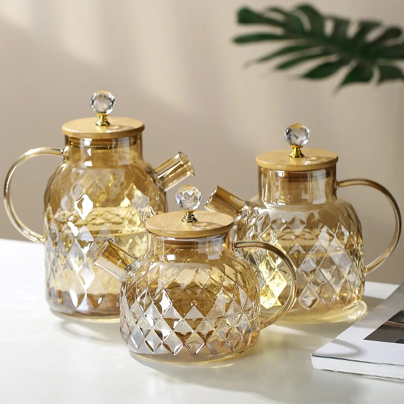 High Quality Cold Water Kettles Drinkware Pitcher Glass Teapot with Lid Water Jug and Glasses Set