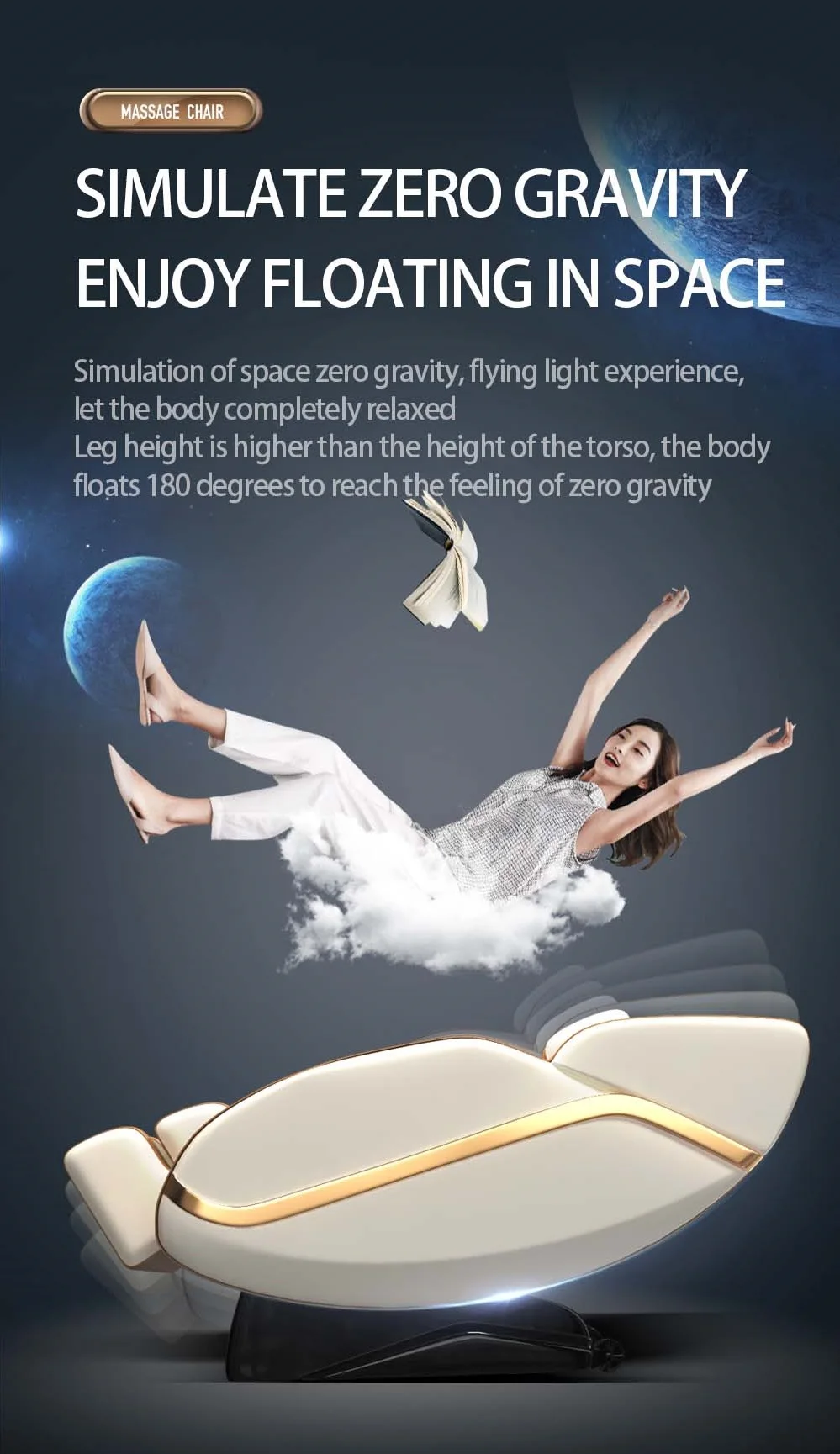 2021 Latest Luxury Music Electric Full Body 4D Multi Function SL Track Zero Gravity Shiatsu Heat Office Recliner Massage Chair